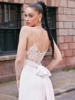 Ivory Bridal Jumpsuit Lace Floor-Length A-Line V-Neck Sleeveless Bridal Dresses Free Customization -Dresses Store 202210181759109726267