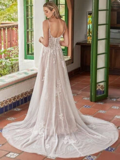 Simple Wedding Dress 2023 Lace Sweetheart Neck Sleeveless Lace A-Line Bridal Gowns Free Customization -Dresses Store 202210201539424225387