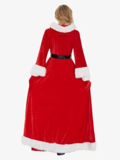 Women's Christmas Dress Red Polyester Fiber Gloves Dress Sash Polyester Two-Tone Christmas Holidays Costumes -Dresses Store 202211071146420369684