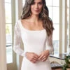 Simple Wedding Dress 2023 Mermaid Square Neck Long Sleeves Lace Bridal Dresse Free Customization -Dresses Store 202211181725333572070
