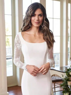 Simple Wedding Dress 2023 Mermaid Square Neck Long Sleeves Lace Bridal Dresse Free Customization