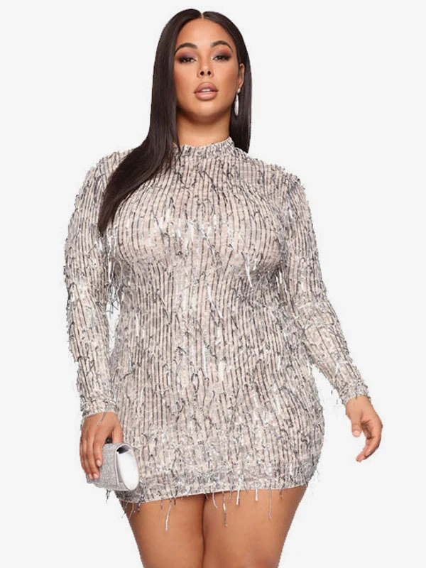 Birthday Bodycon Dresses Light Apricot Jewel Neck Fringe Sexy Long Sleeves Pencil Dress 9 Birthday Bodycon Dresses Light Apricot Jewel Neck Fringe Sexy Long Sleeves Pencil Dress - Image 7