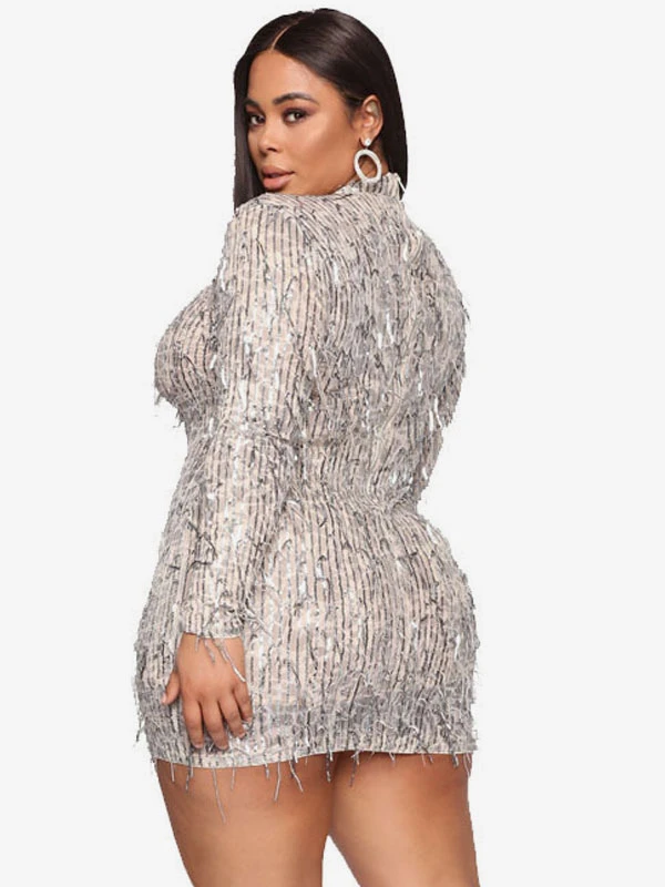 Birthday Bodycon Dresses Light Apricot Jewel Neck Fringe Sexy Long Sleeves Pencil Dress 8 Birthday Bodycon Dresses Light Apricot Jewel Neck Fringe Sexy Long Sleeves Pencil Dress - Image 6