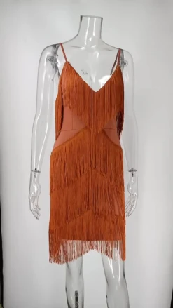 Birthday Club Dress V-Neck Sexy Fringe Sleeveless Backless White Sexy Dress