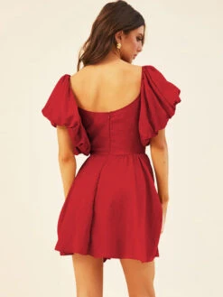 Birthday Mini Dresses Lavender Short Sleeves Pleated Short Dress -Dresses Store 202212291044543229500