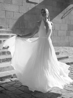 Simple Wedding Dress A-Line V-Neck Sleeveless Sash Bridal Dresses -Dresses Store 20221229104512688941