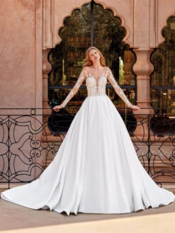 Dresses Store 8 Simple Wedding Dress Lace Jewel Neck Long Sleeves Lace A-Line Bridal Gowns Free Customization