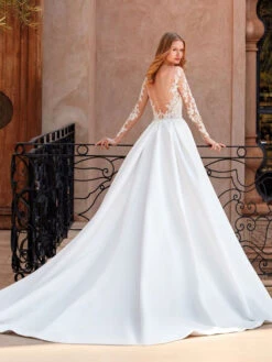 Simple Wedding Dress Lace Jewel Neck Long Sleeves Lace A-Line Bridal Gowns Free Customization -Dresses Store 202212291045346627666