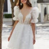 Short Wedding Dresses 2023 V-Neck Sleeveless A-Line Bridal Dress Free Customization 2 Short Wedding Dresses 2023 V-Neck Sleeveless A-Line Bridal Dress Free Customization -Dresses Store 202301091836459802725