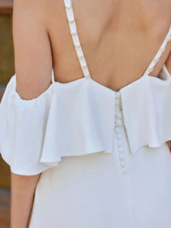 Simple Wedding Dress Stretch Crepe Square Neck Sleeveless Split Front A-Line Bridal Gowns -Dresses Store 202301141217294399669