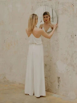 Ivory Bridal Jumpsuit 2023 Floor-Length A-Line V-Neck Sleeveless Wedding Jumpsuit -Dresses Store 202301141217554505890