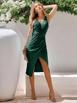 Casual V-Neck Sleeveless Midi Dress -Dresses Store 202302241600342295343