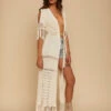 Women Cover Ups Crochet Half Sleeves Summer Beach Bathing Suits -Dresses Store 202303071335333318180