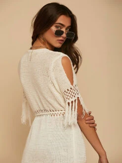 Women Cover Ups Crochet Half Sleeves Summer Beach Bathing Suits -Dresses Store 202303071335345771179