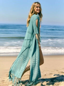Women Cover Ups Crochet Half Sleeves Summer Beach Bathing Suits -Dresses Store 202303071335352157671