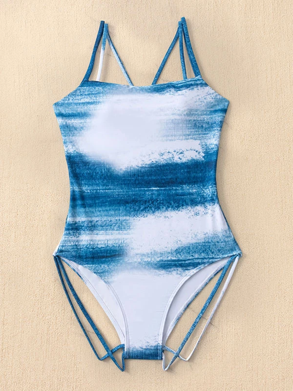 Women Monokini Swimsuits Light Sky Blue Ombre Straps Neck Backless Summer Sexy Bathing Suits 9 Women Monokini Swimsuits Light Sky Blue Ombre Straps Neck Backless Summer Sexy Bathing Suits - Image 7