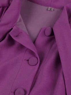 Bodycon Dresses Purple Short Sleeves Bows Classic Turndown Collar Slim Fit Dress Sheath Dress -Dresses Store 202303211131023623530