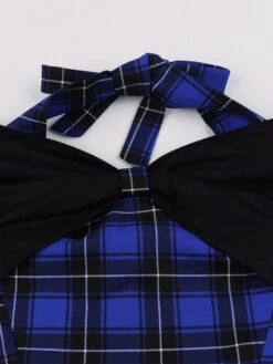 Vintage Dress 1950s Audrey Hepburn Style Sleeveless Knee Length Plaid Rockabilly Dress -Dresses Store 202303231552188865528