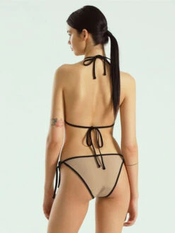 Women Bikini Swimsuit Coffee Brown Lace Up Backless Summer Sexy Swimwear -Dresses Store 202303231552305156334