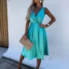 Party Dresses Aqua Sleeveless Semi Formal Midi Dress -Dresses Store 202303271451530542192