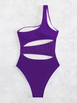 Women Monokini Swimsuits Orange Red One-Shoulder Asymmetrical Summer Sexy Swimming Suits -Dresses Store 202303281111195197762