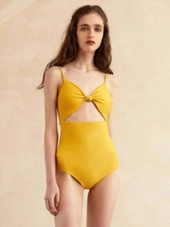 Monokini Swimsuits For Women Red Mixed Polka Dot Knotted V-Neck Convertible Summer Sexy Swimming Suits -Dresses Store 20230407171256414874