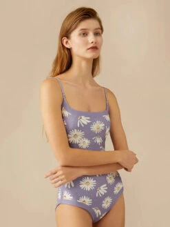 Women One Piece Swimsuits Blue Mixed Floral Print U-Neck Convertible Summer Sexy Swimming Suits -Dresses Store 202304071713038455401