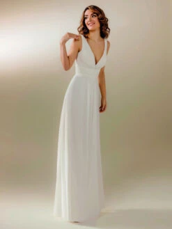 Simple Wedding Dress A-Line V-Neck Sleeveless Lace Bridal Gowns Free Customization
