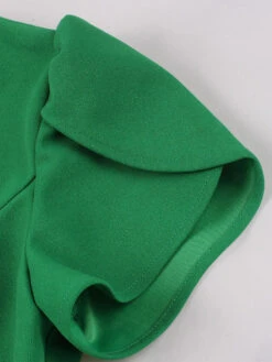 Retro Dress 1950s Audrey Hepburn Style Jewel Neck Lace Up Short Sleeves Knee Length Swing Dress -Dresses Store 202304141543501059793