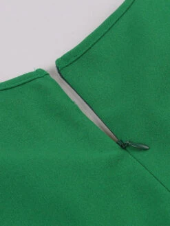 Retro Dress 1950s Audrey Hepburn Style Jewel Neck Lace Up Short Sleeves Knee Length Swing Dress -Dresses Store 202304141543551896475