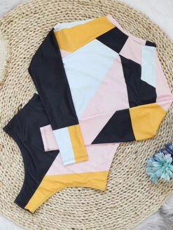 Women One Piece Swimsuits Black Color Block Zipper Jewel Neck Layered Summer Beach Bathing Suits -Dresses Store 20230414154413254170