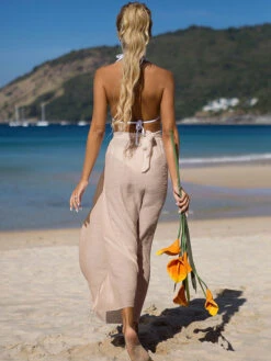 Cover Ups For Women Khaki Split Front High-slit Summer Sexy Swimwear -Dresses Store 202304191825309134603