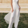 Ivory Bridal Jumpsuit Lace Lace Ankle-Length A-Line V-Neck Sleeveless Wedding Jumpsuit Free Customization -Dresses Store 202304281546317439831