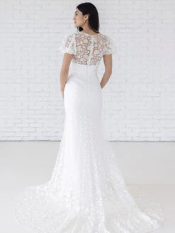 Simple Wedding Dress Mermaid V-Neck Short Sleeves Lace Bridal Dresses Free Customization -Dresses Store 202304281546490684465