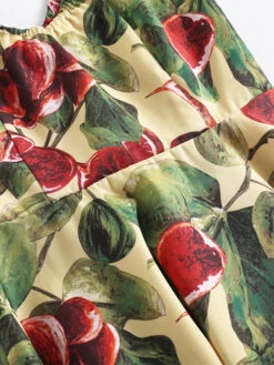 Vintage Dress 1950s Audrey Hepburn Style V-Neck Pleated Sleeveless Printed Medium Yellow Swing Dress -Dresses Store 202305061113280323287