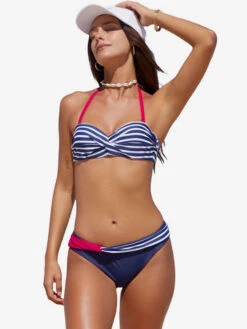 Bikini Swimsuit For Women Blue Pleated Stretch Low Rise Waist Summer Sexy Swimwear -Dresses Store 202305101145166355886