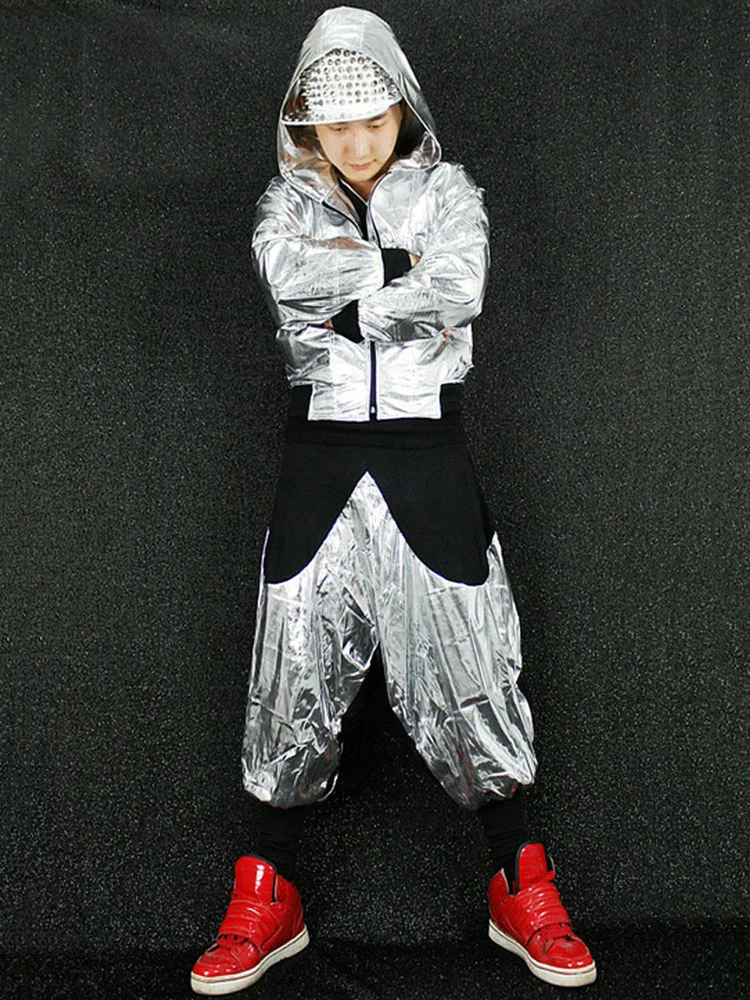 Hip Hop Dance Costume Gold Jacket With Pants For Women 5 Hip Hop Dance Costume Gold Jacket With Pants For Women - Image 3