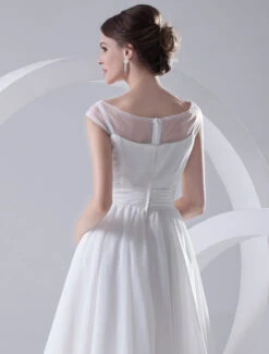 Simple Wedding Dresses Illusion Short Bridal Dress White Chiffon Wedding Gown -Dresses Store 2eba5b3a 31c9 4b05 8694 259d4214e44c