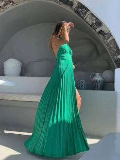 Halter Maxi Dress Sleeveless Casual Backless Pleated Floor Length Dress -Dresses Store 2f19ceac 4184 4e1e a37c 1f98967b0e71