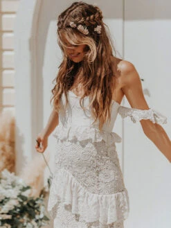 Boho Wedding Dress 2023 Off The Shoulder Floor Length Multilayer Lace Bridal Gowns -Dresses Store 30a16bbb 0252 40ad aaf4 69f9dae4f8b7