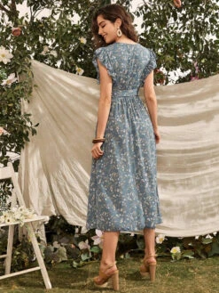 Printed Layered Casual V-Neck Midi Dress -Dresses Store 36a12124 9277 410d 9dd6 d381b5d4de29