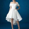 Summer Wedding Dresses 2023 White Lace Satin Off The Shoulder Bridal Gown High Low Beading Bows Short Sleeve Bridal Dress -Dresses Store 38820b0a a462 475d 9ed6 68f312d8c87b