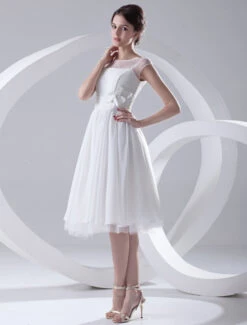 Simple Wedding Dresses Illusion Short Bridal Dress White Chiffon Wedding Gown -Dresses Store 3f9c5996 a980 45a4 a517 2565a9e9514a