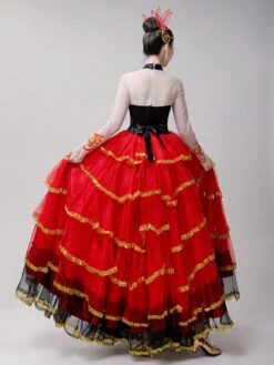 Flamenco Girls Yellow Long Sleeves Mesh Billowing Dancing Skirt Adults Spanish Dancer Ballroom Dress Paso Doble Costumes Carnival -Dresses Store 441e73a9 3a3e 4919 bedf 629f8580af1c