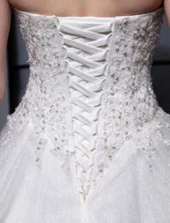 Ivory Princess Ball Gown Wedding Dress Sweetheart Neckline Tulle Beaded Bridal Dress Free Customization -Dresses Store 441edc56 b626 4241 88f4 c29edfc29488