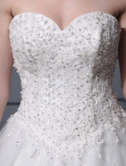 Ivory Princess Ball Gown Wedding Dress Sweetheart Neckline Tulle Beaded Bridal Dress Free Customization -Dresses Store 4bc441f1 9e78 4d77 bb40 785fcec60bbe