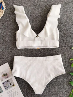 O Ring Empire Waist Two Piece Swimsuits In White -Dresses Store 507e5ba2 f449 4860 9e1c 162ae7851f1a