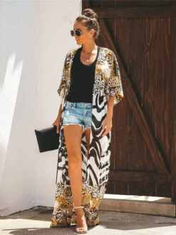 Women Cover Ups Leopard Print Lace Up Short Sleeves Knotted Summer Beach Swimwear -Dresses Store 5ce6c2fe 10a1 494d b0d2 a17d3defc8b9