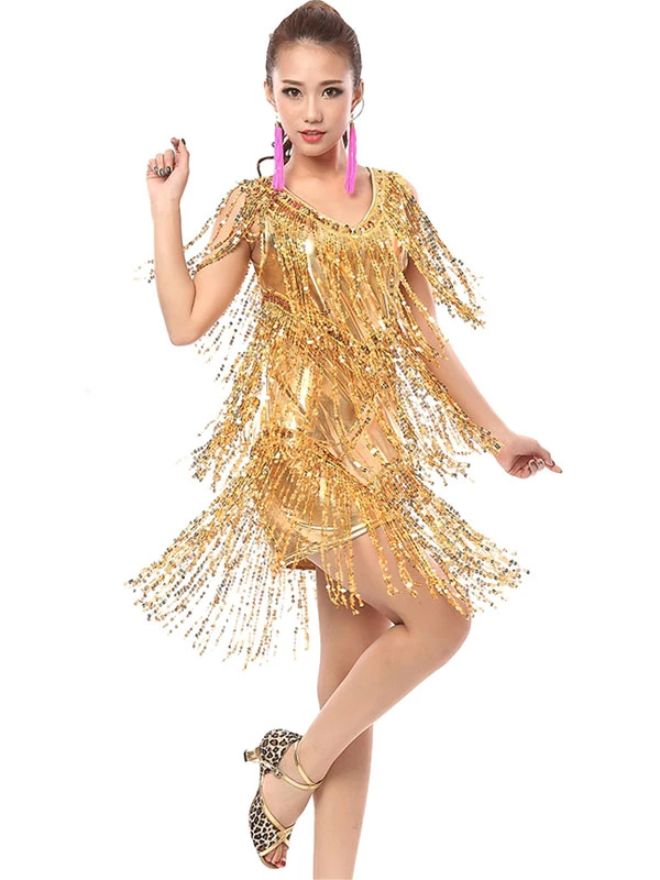 Dance Costumes Latin Dancer Dresses Women Orange Sequined Outfit Dancing Clothes Carnival 7 Dance Costumes Latin Dancer Dresses Women Orange Sequined Outfit Dancing Clothes Carnival - Image 5