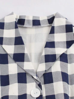 White Vintage Dresses V Neck Short Sleeve Checkered A Line Midi Dress For Women -Dresses Store 619ecacb 3604 401a b1ac cdff39b8f0b7